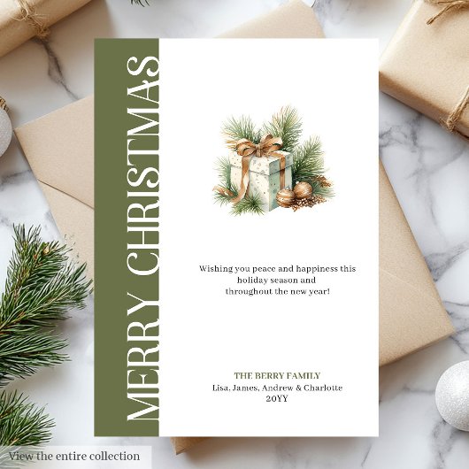 Elegant Green Gold Christmas Gift Digital Card Feestdagenkaart