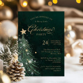 Elegant Green Gold Christmas Party  Kaart