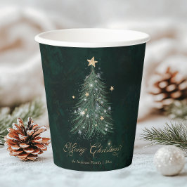 Elegant Green Gold Christmas Tree  Papieren Bekers