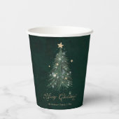 Elegant Green Gold Christmas Tree  Papieren Bekers (Achterkant)