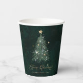 Elegant Green Gold Christmas Tree  Papieren Bekers (Voorkant)