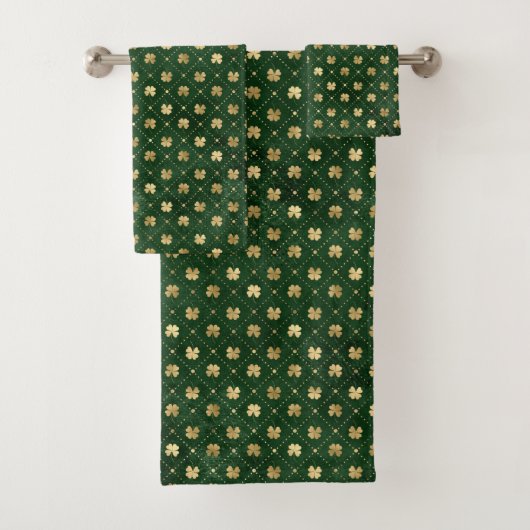 Elegant Green Gold Clover Bad Handdoek (Insitu)
