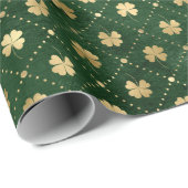 Elegant Green Gold Clover Cadeaupapier (Rol Hoek)