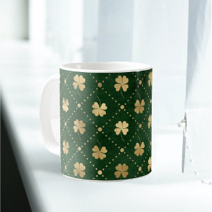 Elegant Green Gold Clover Koffiemok