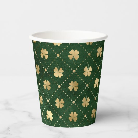 Elegant Green Gold Clover Papieren Bekers (Voorkant)