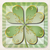 Elegant Green Gold Clover St Patrick's Day Party Kartonnen Onderzetters (Voorkant)