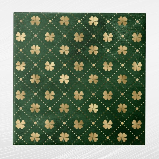 Elegant Green Gold Clover Tegeltje