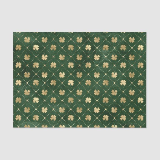 Elegant Green Gold Clover Tissuepapier (Voorkant)