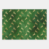 Elegant Green Gold Damask Reindeer Snowflakes Inpakpapier Vel (Voorkant 2)