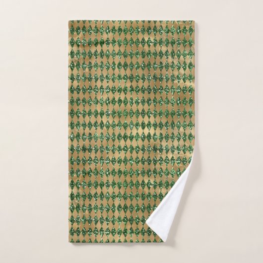 Elegant Green Gold Diamond Pattern Bad Handdoek (Handdoek)