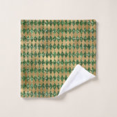Elegant Green Gold Diamond Pattern Bad Handdoek (Wasdoekje)