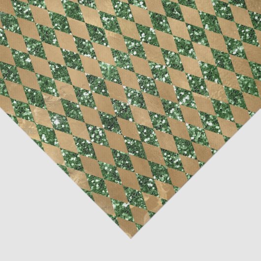 Elegant Green Gold Diamond Pattern Tissuepapier (Detail)