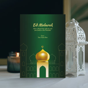 Elegant Green   Gold Dome Ramadan Wenskaart Kaart