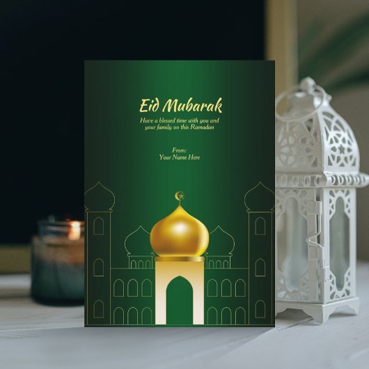 Elegant Green | Gold Dome Ramadan Wenskaart Kaart