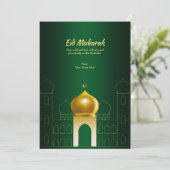 Elegant Green | Gold Dome Ramadan Wenskaart Kaart (Staand voorkant)