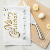 Elegant Green, Gold en White Kerstmis Theedoek (Quarter Fold)