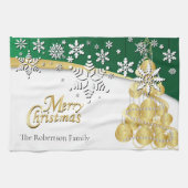 Elegant Green, Gold en White Kerstmis Theedoek (Horizontaal)