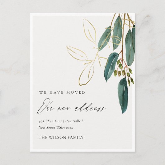 Elegant Green Gold Eucalyptus Branch We hebben ons Briefkaart (Voorkant)