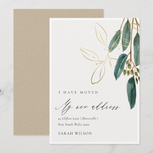 Elegant Green Gold Eucalyptus I heeft Kaart verpla (Voorkant / Achterkant)