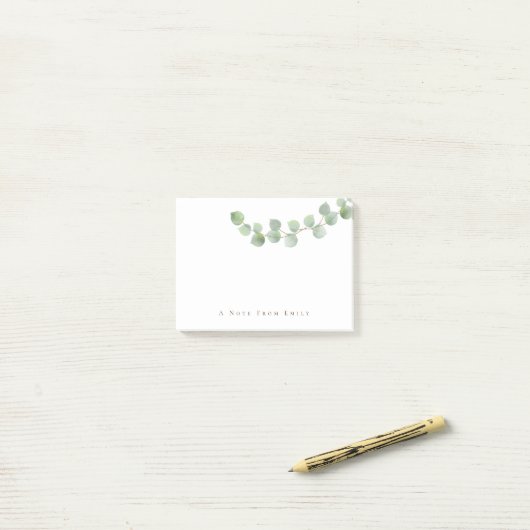 Elegant Green Gold Eucalyptus Leaf Name Post-it® Notes (Op bureau)