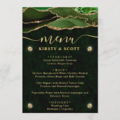 Elegant Green & Gold Faux Glitter Agate Wedding Menu (Voorkant)
