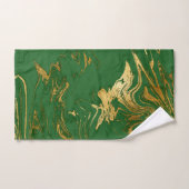 Elegant Green Gold Faux Marble Bad Handdoek (Handdoek)