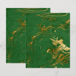 Elegant Green Gold Faux Marble Scrapbook Paper