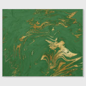 Elegant Green Gold Faux marmer kerst Cadeaupapier (Vlak)