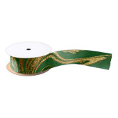 Elegant Green Gold Faux marmer kerst Satijnen Lint (Spoel)