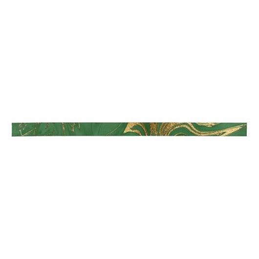Elegant Green Gold Faux marmer kerst Satijnen Lint (Voorkant)