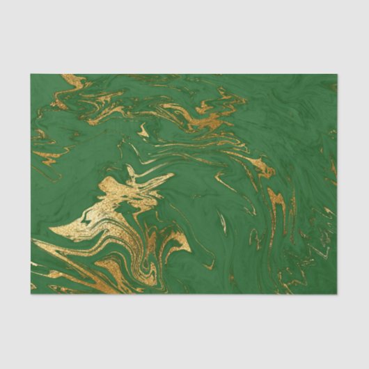 Elegant Green Gold Faux marmer kerst Tissuepapier (Voorkant)