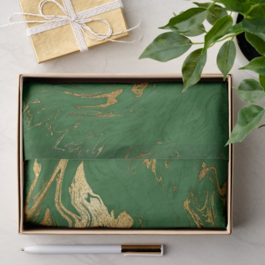 Elegant Green Gold Faux marmer kerst Tissuepapier (Geschenk)