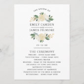 Elegant Green Gold Floral Greenery Wedding Programmakaart (Voorkant)