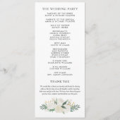Elegant Green Gold Floral Greenery Wreath Wedding Programmakaart (Achterkant)