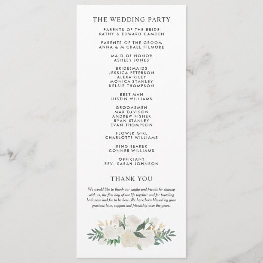 Elegant Green Gold Floral Greenery Wreath Wedding Programmakaart (Achterkant)