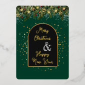 Elegant Green Gold Foil Christmas New Year  Folie Feestdagenkaart (Voorkant)