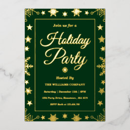 Elegant Green Gold Foil Corporate Holiday Party Folie Uitnodiging