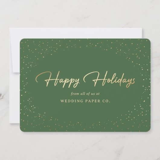 Elegant Green Gold Foil Hand Lettered Business Feestdagenkaart (Voorkant)