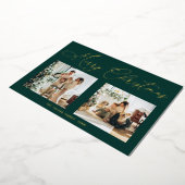 Elegant Green Gold Foil Merry kerst Folie Feestdagenkaart (Gedraaid)