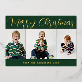 Elegant Green Gold Foil Merry Kerstmis Kaart