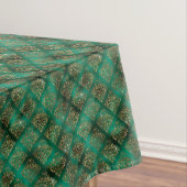 Elegant Green Gold Geometric Pattern Kerstmis Tafelkleed (Voorbeeld)