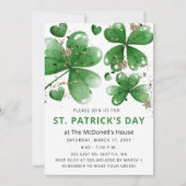 Elegant Green Gold Gitter Shamrock St Patricks Day Kaart (Voorkant)
