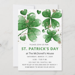Elegant Green Gold Gitter Shamrock St Patricks Day Kaart