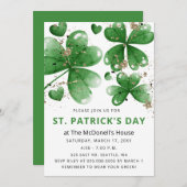 Elegant Green Gold Gitter Shamrock St Patricks Day Kaart (Voorkant / Achterkant)
