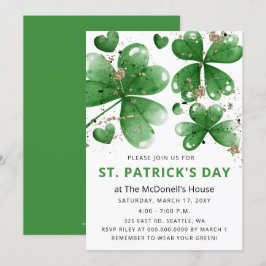 Elegant Green Gold Gitter Shamrock St Patricks Day Kaart
