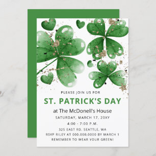 Elegant Green Gold Gitter Shamrock St Patricks Day Kaart