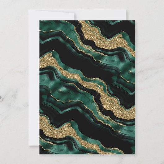 Elegant Green & Gold Glitter Agate 21st Birthday Kaart (Achterkant)