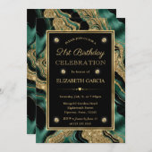 Elegant Green & Gold Glitter Agate 21st Birthday Kaart (Voorkant / Achterkant)