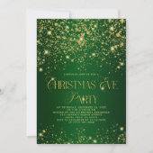 Elegant Green Gold Glitter Christmas Eve Party Kaart (Voorkant)