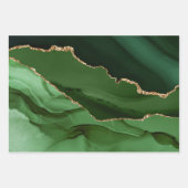 Elegant Green Gold Glitter Marble Agate Inpakpapier Vel (Voorkant 3)